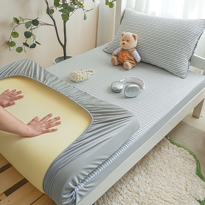 91家纺网 家纺一手货源 找家纺 馨乐家纺 2026新款A类三层纱夹棉床笠（特殊尺寸 量大可定制） 三层纱床笠-灵波