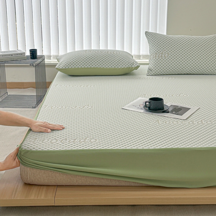 91家纺网 家纺一手货源 找家纺 馨乐家纺 2026新款A类三层纱夹棉床笠（特殊尺寸 量大可定制） 三层纱床笠-素雅