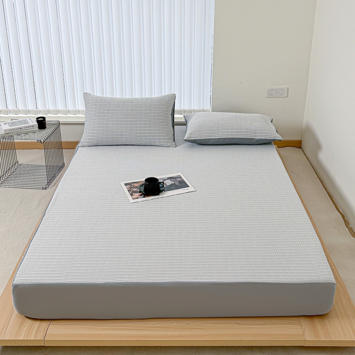 91家纺网 家纺一手货源 找家纺 馨乐家纺 2026新款A类三层纱夹棉床笠（特殊尺寸 量大可定制） 三层纱床笠-灵波