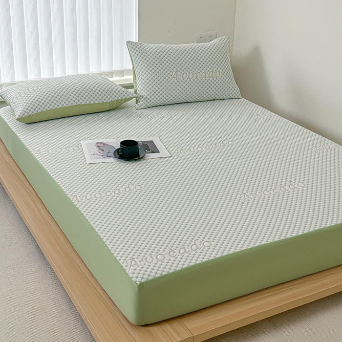 91家纺网 家纺一手货源 找家纺 馨乐家纺 2026新款A类三层纱夹棉床笠（特殊尺寸 量大可定制） 三层纱床笠-素雅