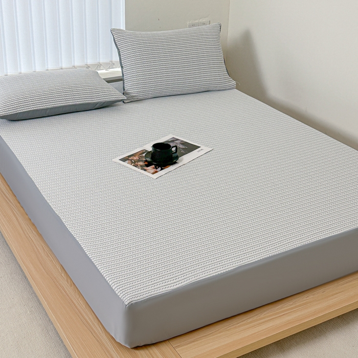 91家纺网 家纺一手货源 找家纺 馨乐家纺 2026新款A类三层纱夹棉床笠（特殊尺寸 量大可定制） 三层纱床笠-灵波