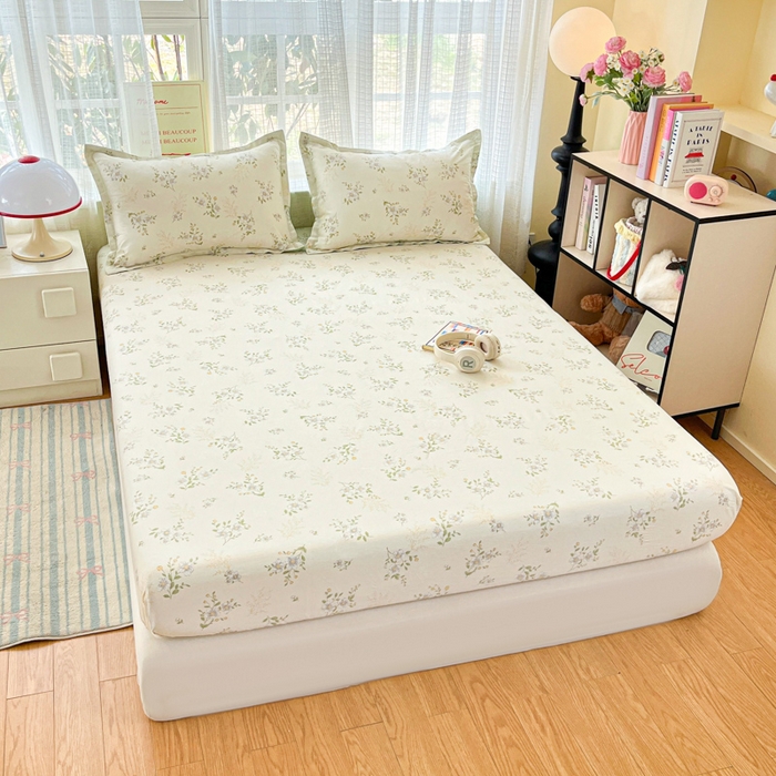 91家纺网 家纺一手货源 找家纺 好亿来家纺 2026新款全棉纯棉印花小清新床笠单件床笠单品单床笠 夏日铃兰-米