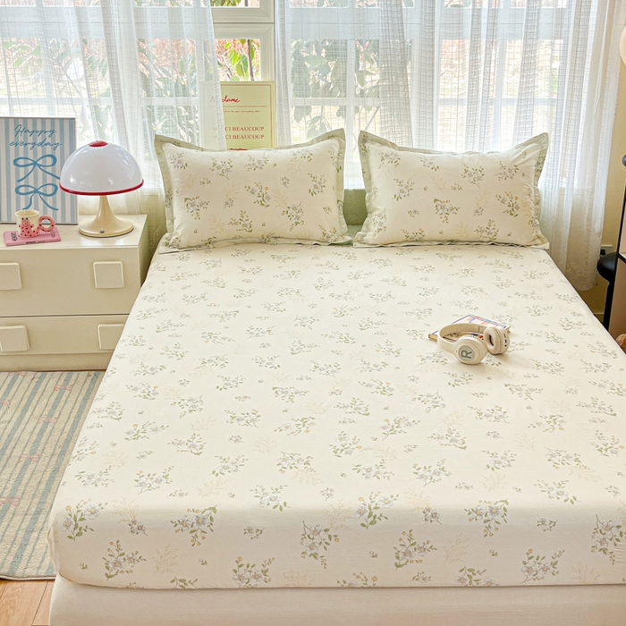 91家纺网 家纺一手货源 找家纺 好亿来家纺 2026新款全棉纯棉印花小清新床笠单件床笠单品单床笠 夏日铃兰-米