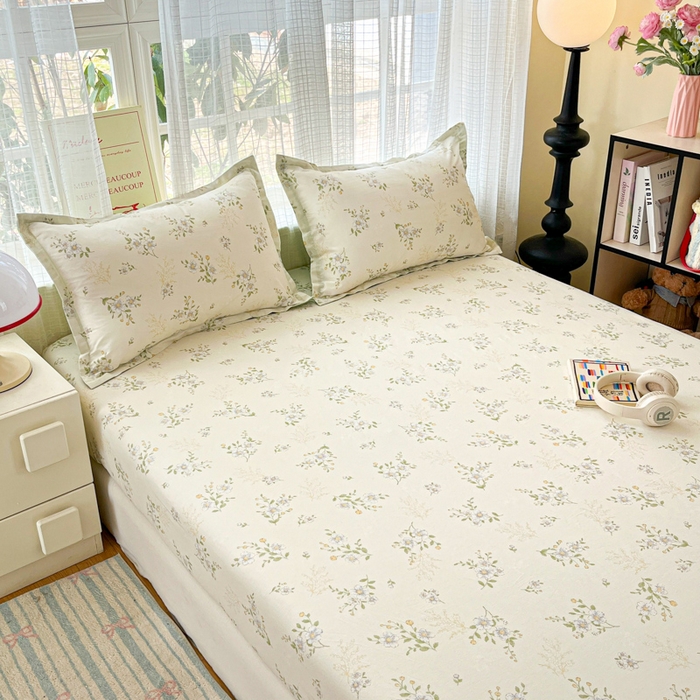 91家纺网 家纺一手货源 找家纺 好亿来家纺 2026新款全棉纯棉印花小清新床笠单件床笠单品单床笠 夏日铃兰-米