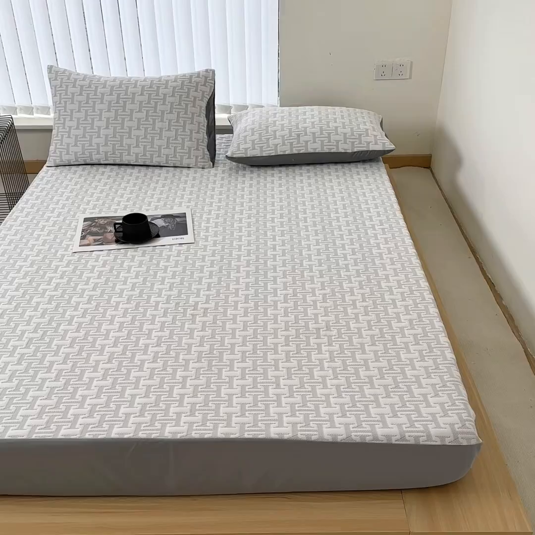 91家纺网 家纺一手货源 找家纺 馨乐家纺 2026新款A类三层纱夹棉床笠（特殊尺寸 量大可定制） 三层纱床笠-问夏