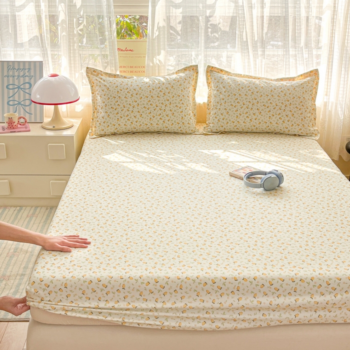 好亿来家纺 2026新款全棉纯棉印花小清新床笠单件床笠单品单床笠 夏日柠香