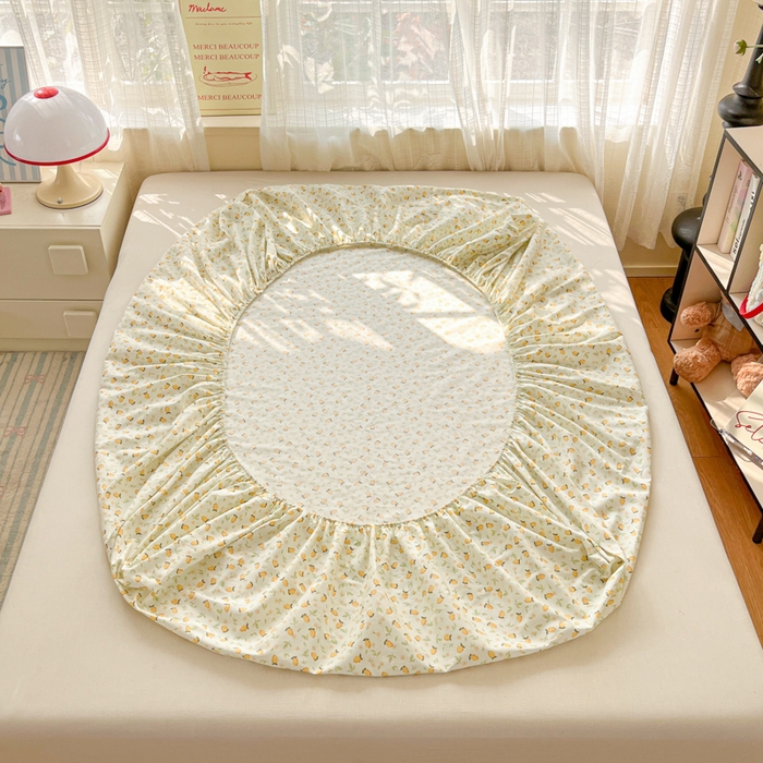 91家纺网 家纺一手货源 找家纺 好亿来家纺 2026新款全棉纯棉印花小清新床笠单件床笠单品单床笠 夏日柠香