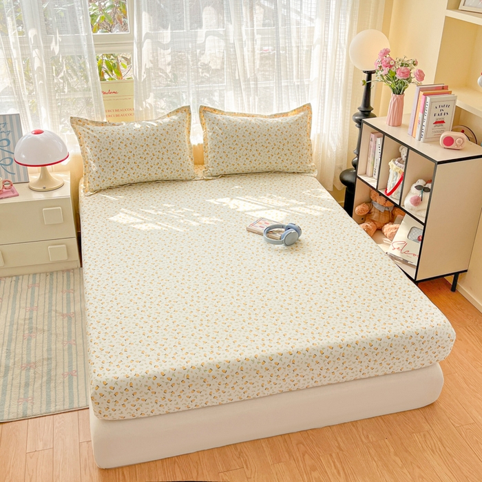 91家纺网 家纺一手货源 找家纺 好亿来家纺 2026新款全棉纯棉印花小清新床笠单件床笠单品单床笠 夏日柠香