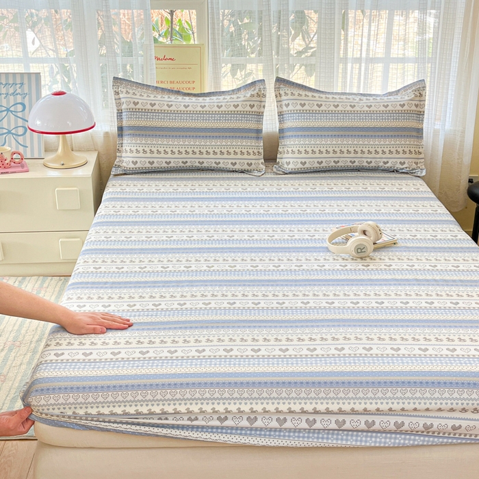 好亿来家纺 2026新款全棉纯棉印花小清新床笠单件床笠单品单床笠 心软曲奇-蓝