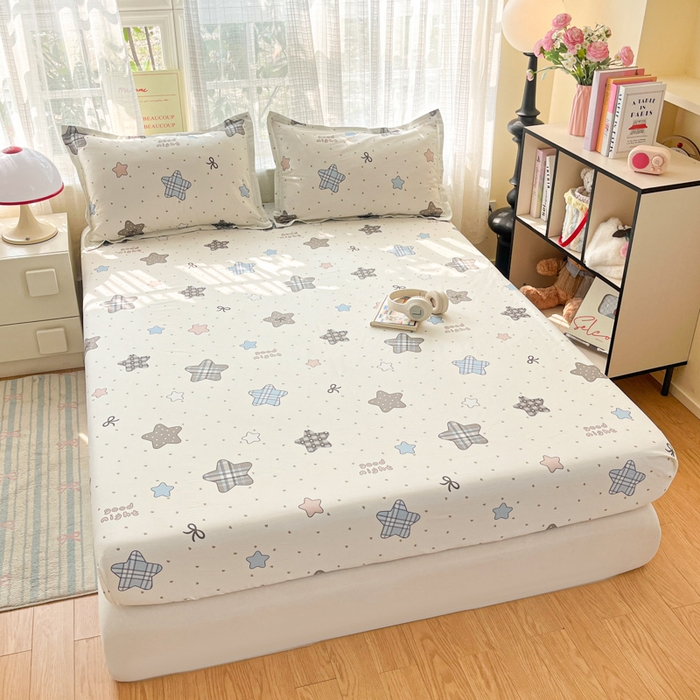 91家纺网 家纺一手货源 找家纺 好亿来家纺 2026新款全棉纯棉印花小清新床笠单件床笠单品单床笠 星动情节