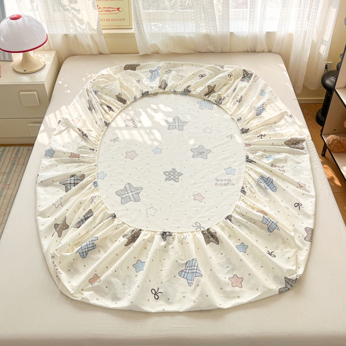 91家纺网 家纺一手货源 找家纺 好亿来家纺 2026新款全棉纯棉印花小清新床笠单件床笠单品单床笠 星动情节