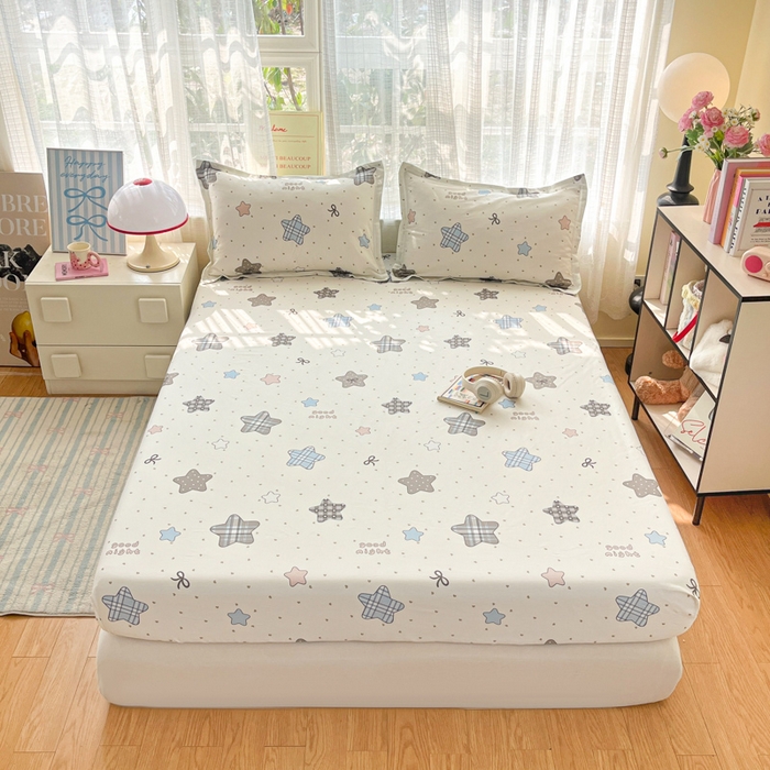 91家纺网 家纺一手货源 找家纺 好亿来家纺 2026新款全棉纯棉印花小清新床笠单件床笠单品单床笠 星动情节