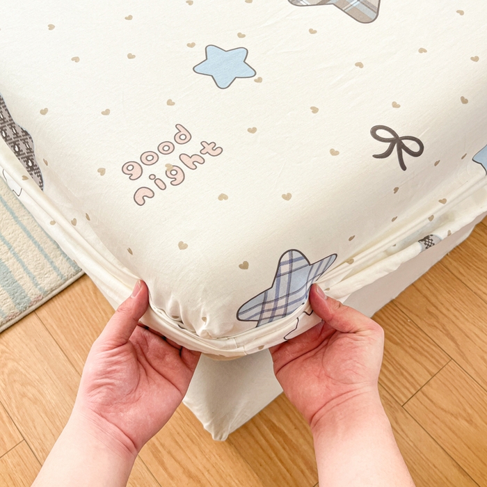 91家纺网 家纺一手货源 找家纺 好亿来家纺 2026新款全棉纯棉印花小清新床笠单件床笠单品单床笠 星动情节