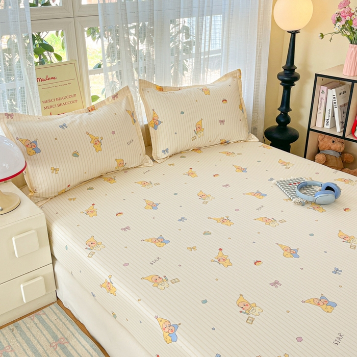 91家纺网 家纺一手货源 找家纺 好亿来家纺 2026新款全棉纯棉印花小清新床笠单件床笠单品单床笠 星星宝贝