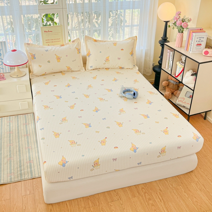 91家纺网 家纺一手货源 找家纺 好亿来家纺 2026新款全棉纯棉印花小清新床笠单件床笠单品单床笠 星星宝贝