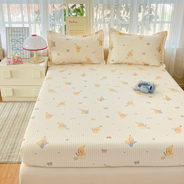 91家纺网 家纺一手货源 找家纺 好亿来家纺 2026新款全棉纯棉印花小清新床笠单件床笠单品单床笠 星星宝贝