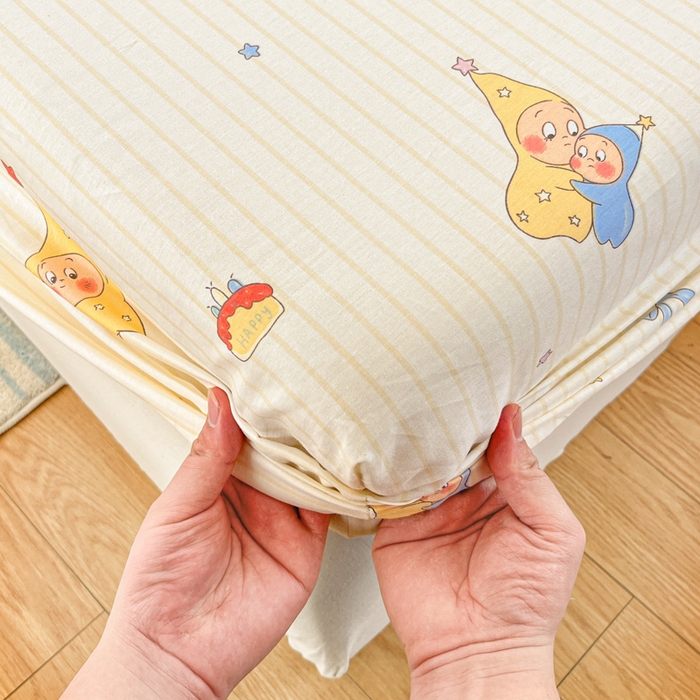 91家纺网 家纺一手货源 找家纺 好亿来家纺 2026新款全棉纯棉印花小清新床笠单件床笠单品单床笠 星星宝贝