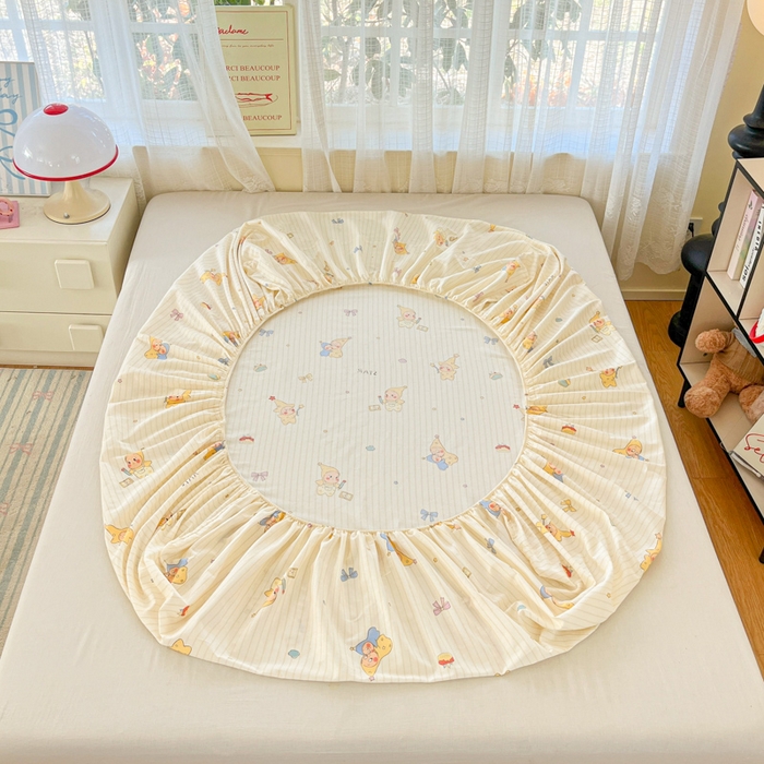 91家纺网 家纺一手货源 找家纺 好亿来家纺 2026新款全棉纯棉印花小清新床笠单件床笠单品单床笠 星星宝贝