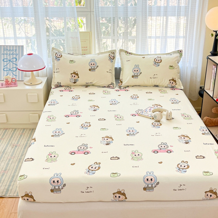 91家纺网 家纺一手货源 找家纺 好亿来家纺 2026新款全棉纯棉印花小清新床笠单件床笠单品单床笠 休闲布布