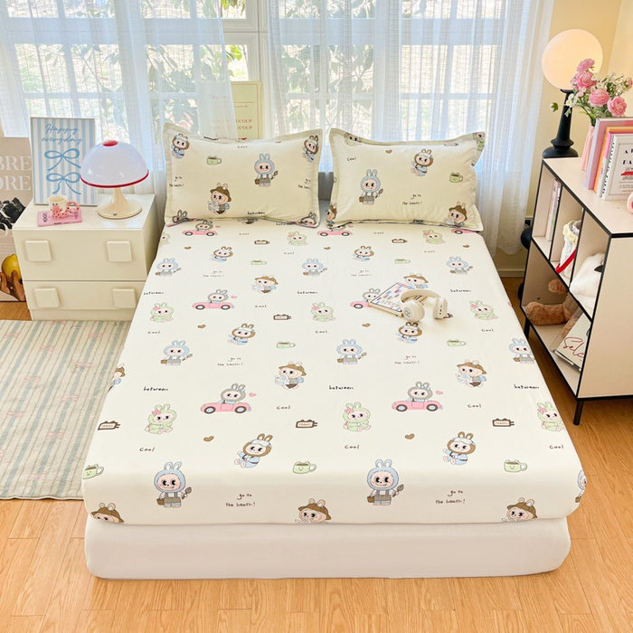 91家纺网 家纺一手货源 找家纺 好亿来家纺 2026新款全棉纯棉印花小清新床笠单件床笠单品单床笠 休闲布布