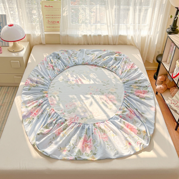 91家纺网 家纺一手货源 找家纺 好亿来家纺 2026新款全棉纯棉印花小清新床笠单件床笠单品单床笠 雨后知春