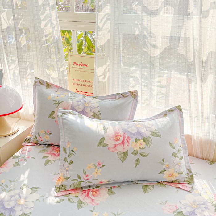 91家纺网 家纺一手货源 找家纺 好亿来家纺 2026新款全棉纯棉印花小清新床笠单件床笠单品单床笠 雨后知春