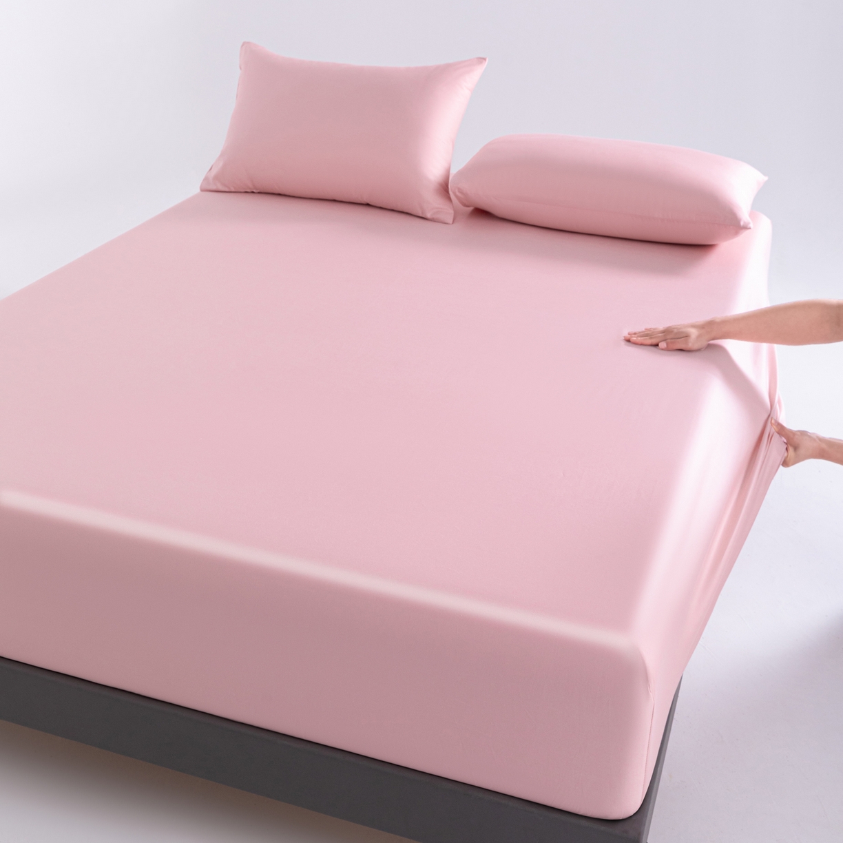 91家纺网 家纺一手货源 找家纺 梵心家纺 2026新款60s长绒棉全棉纯棉床笠单品床笠单件 浅胭粉