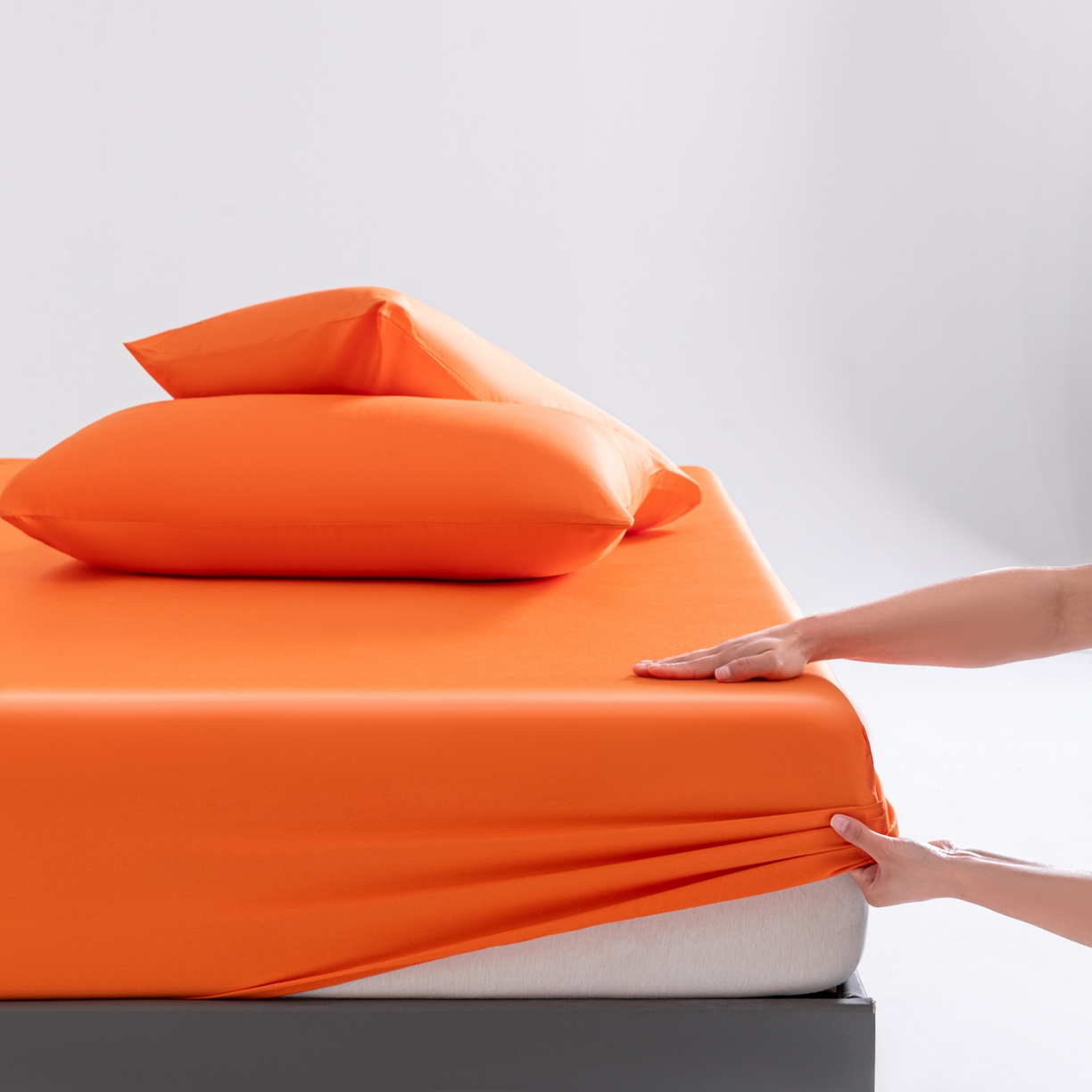 梵心家纺 2026新款60s长绒棉全棉纯棉床笠单品床笠单件 橘色