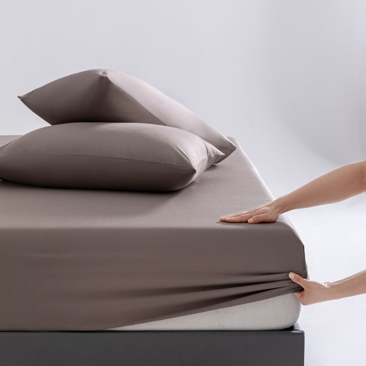 梵心家纺 2026新款60s长绒棉全棉纯棉床笠单品床笠单件 烟栗棕