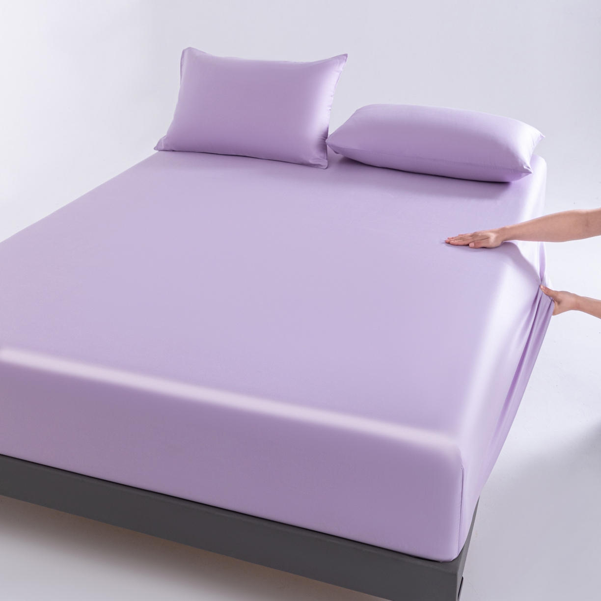 91家纺网 家纺一手货源 找家纺 梵心家纺 2026新款60s长绒棉全棉纯棉床笠单品床笠单件 浅黛紫