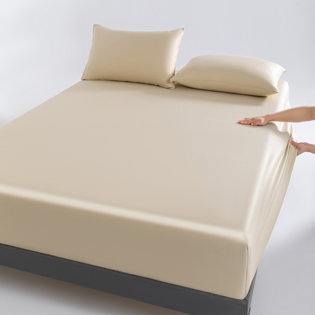 91家纺网 家纺一手货源 找家纺 梵心家纺 2026新款60s长绒棉全棉纯棉床笠单品床笠单件 雾光金