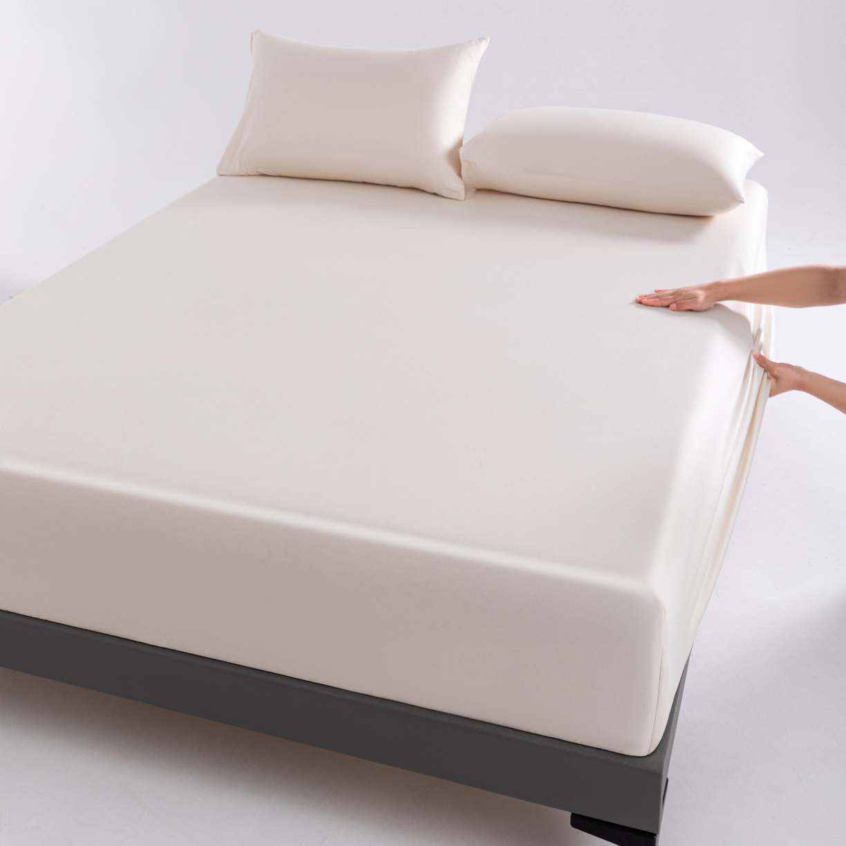 91家纺网 家纺一手货源 找家纺 梵心家纺 2026新款60s长绒棉全棉纯棉床笠单品床笠单件 皓月白