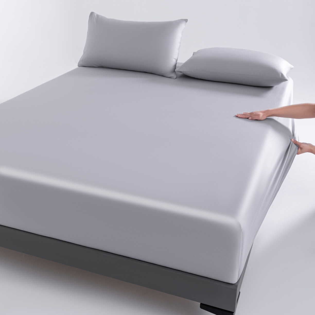 91家纺网 家纺一手货源 找家纺 梵心家纺 2026新款60s长绒棉全棉纯棉床笠单品床笠单件 云山灰