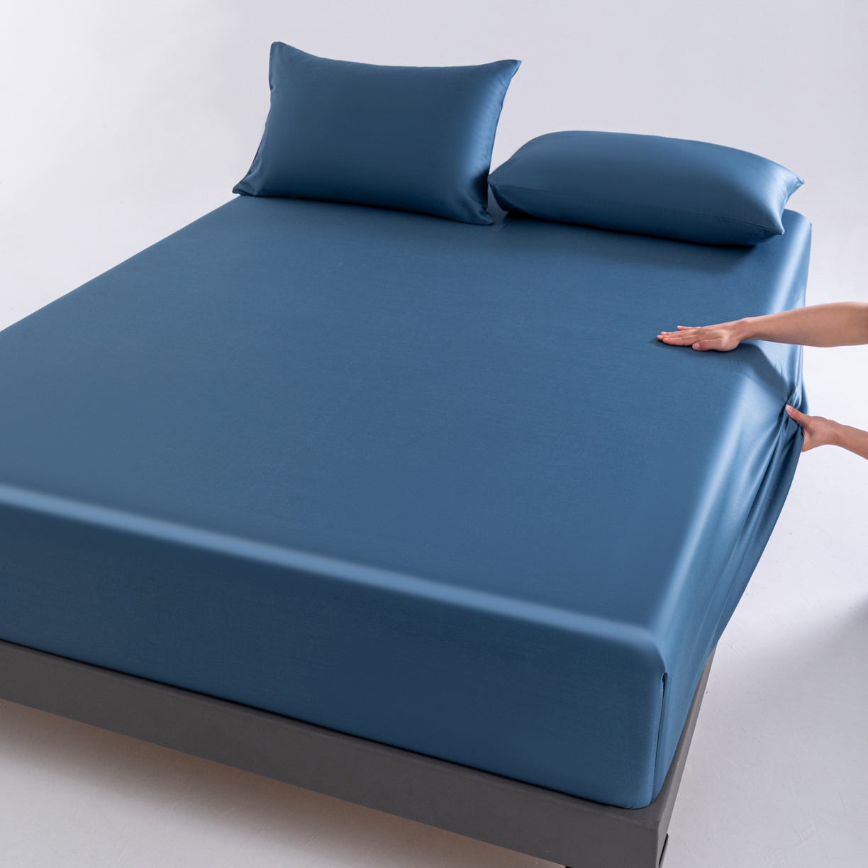 91家纺网 家纺一手货源 找家纺 梵心家纺 2026新款60s长绒棉全棉纯棉床笠单品床笠单件 静川蓝