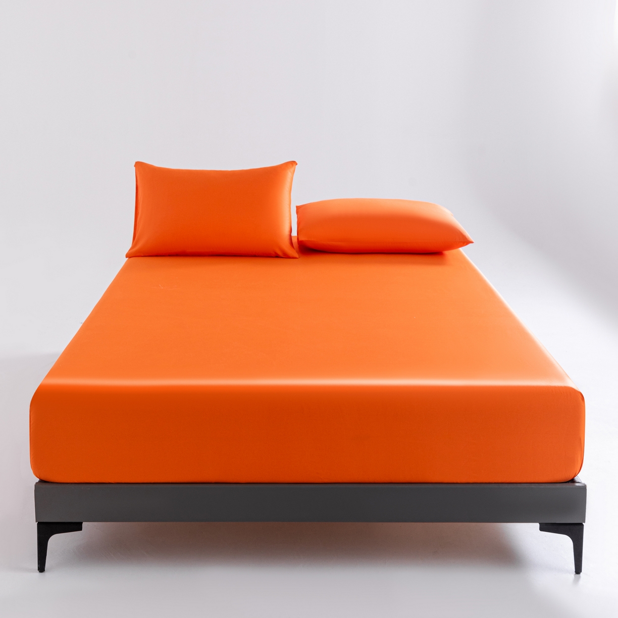 91家纺网 家纺一手货源 找家纺 梵心家纺 2026新款60s长绒棉全棉纯棉床笠单品床笠单件 橘色