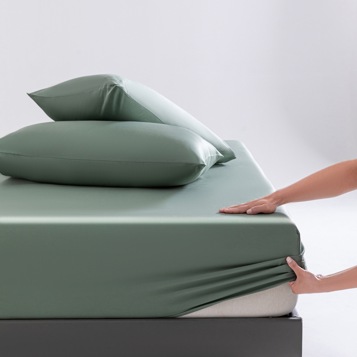 梵心家纺 2026新款60s长绒棉全棉纯棉床笠单品床笠单件 松雾绿