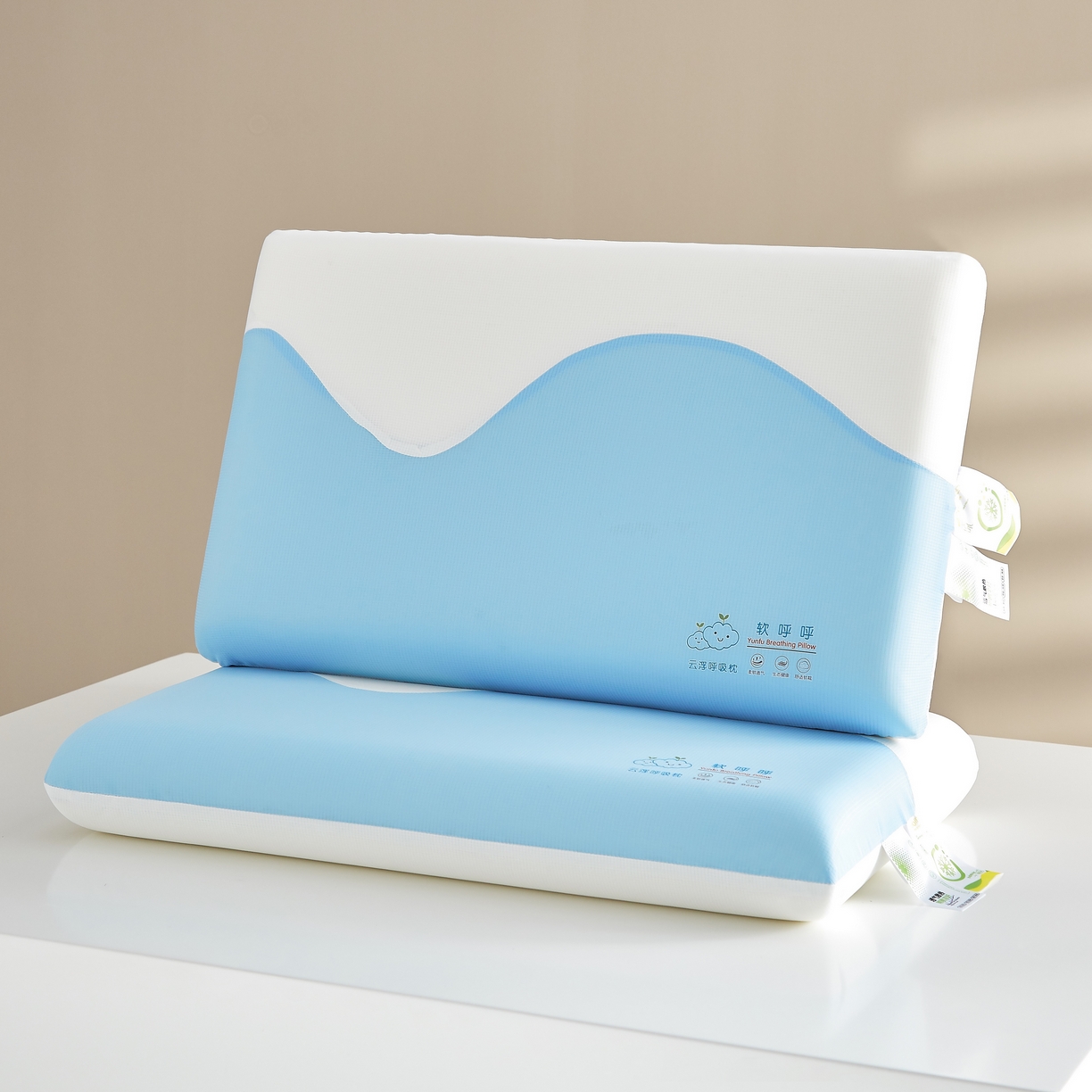 91家纺网 家纺一手货源 找家纺 （总）织布人 2026新款记忆枕夏季凉感云朵呼吸双拼零压慢回弹记忆棉枕头枕芯