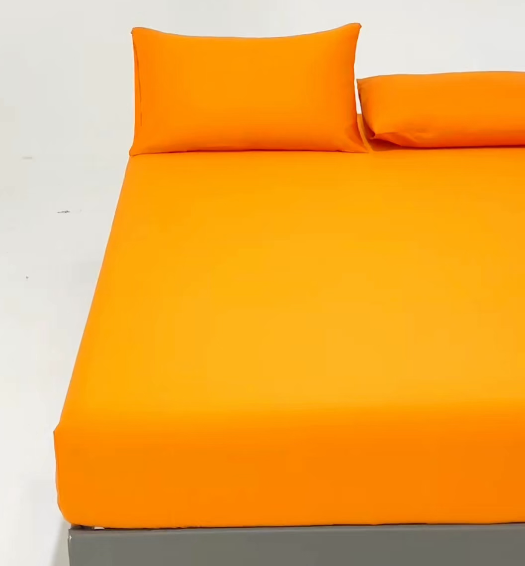 91家纺网 家纺一手货源 找家纺 梵心家纺 2026新款60s长绒棉全棉纯棉床笠单品床笠单件 橘色