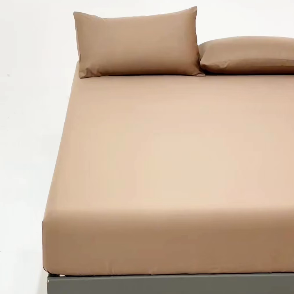 91家纺网 家纺一手货源 找家纺 梵心家纺 2026新款60s长绒棉全棉纯棉床笠单品床笠单件 烟栗棕