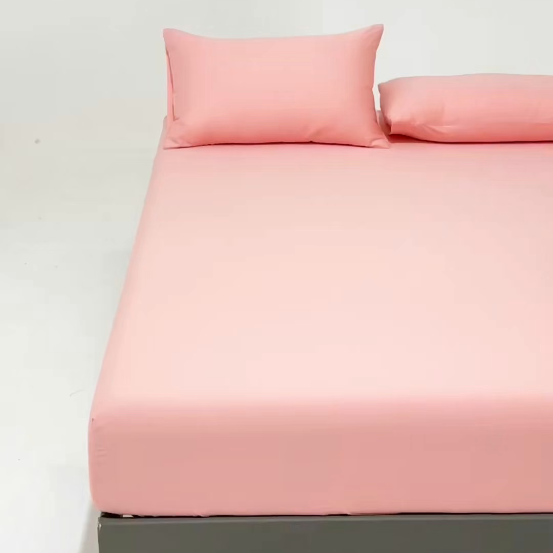 91家纺网 家纺一手货源 找家纺 梵心家纺 2026新款60s长绒棉全棉纯棉床笠单品床笠单件 浅胭粉