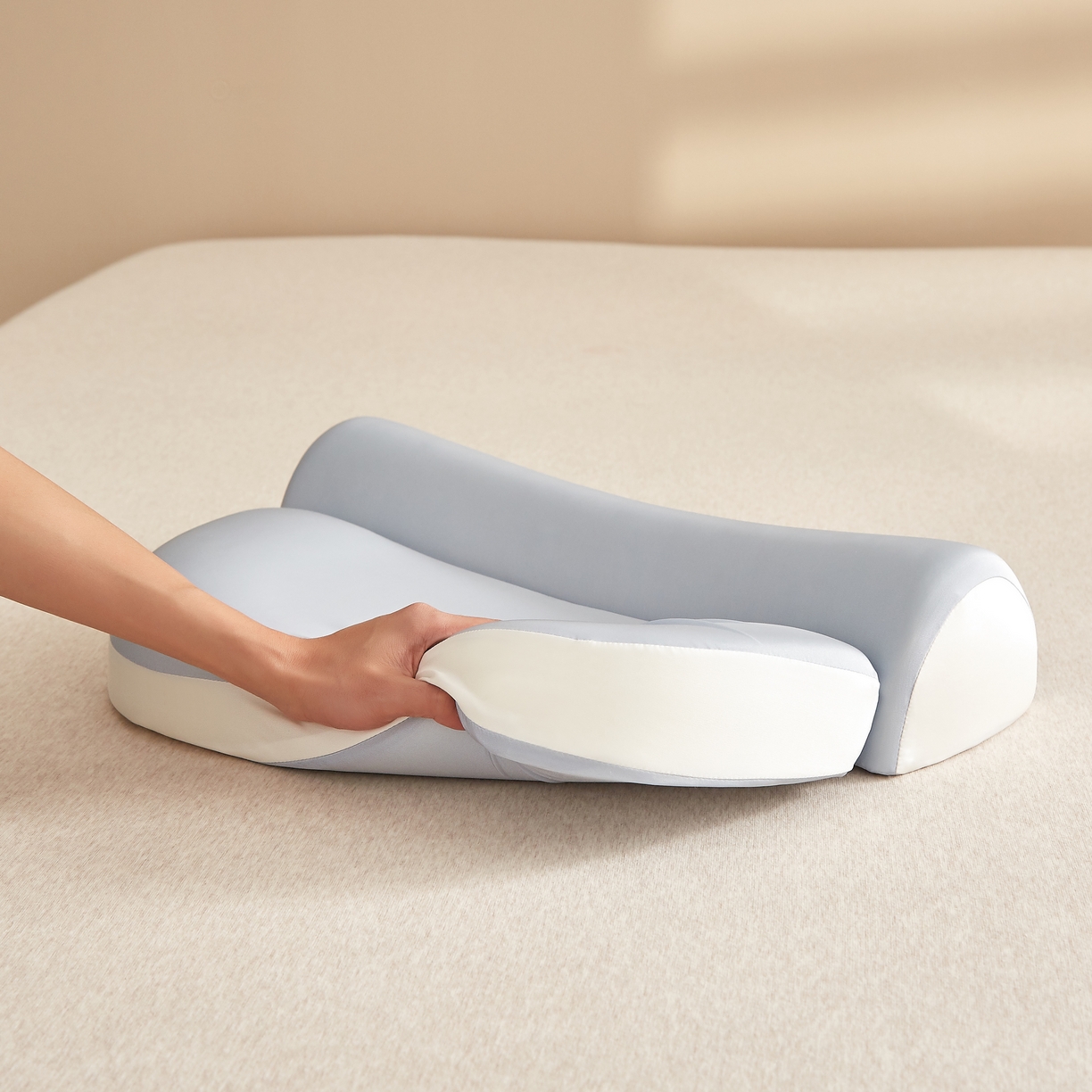 91家纺网 家纺一手货源 找家纺 织布人 2026新款记忆枕夏季凉感零压慢回弹记忆组合枕头成人颈椎记忆棉枕芯 凉感丝记忆棉组合枕-蓝色