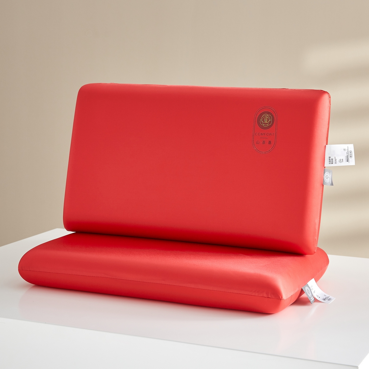 91家纺网 家纺一手货源 找家纺 织布人 2026新款记忆枕夏季凉感A类云柔水光枕零压力慢回弹记忆枕头枕芯 凉感丝A类云柔水光记忆枕-大红