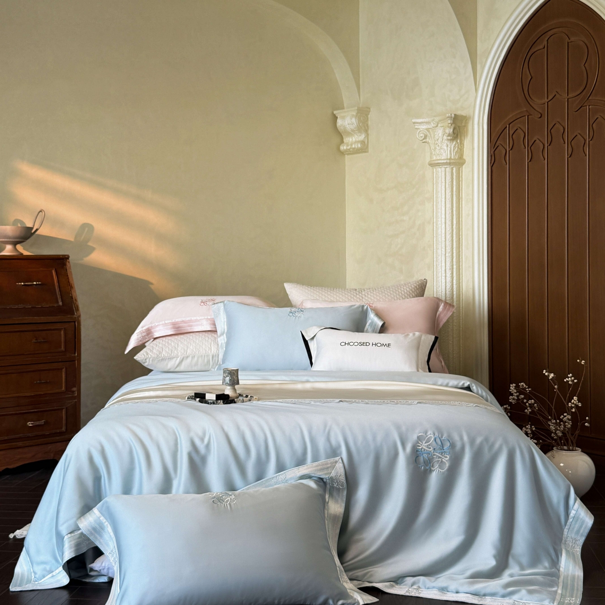 91家纺网 家纺一手货源 找家纺 初拾 2026新款60支奥地利进口兰精天丝四件套—春夏调色师 春夏调色师—海水蓝