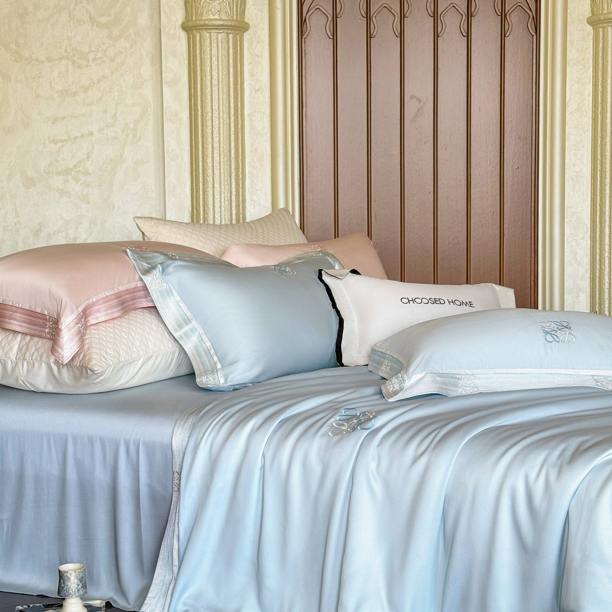 91家纺网 家纺一手货源 找家纺 初拾 2026新款60支奥地利进口兰精天丝四件套—春夏调色师 春夏调色师—海水蓝