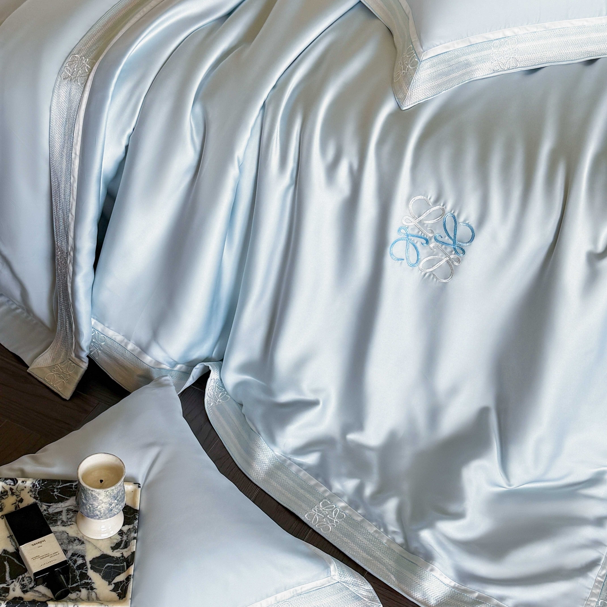 91家纺网 家纺一手货源 找家纺 初拾 2026新款60支奥地利进口兰精天丝四件套—春夏调色师 春夏调色师—海水蓝