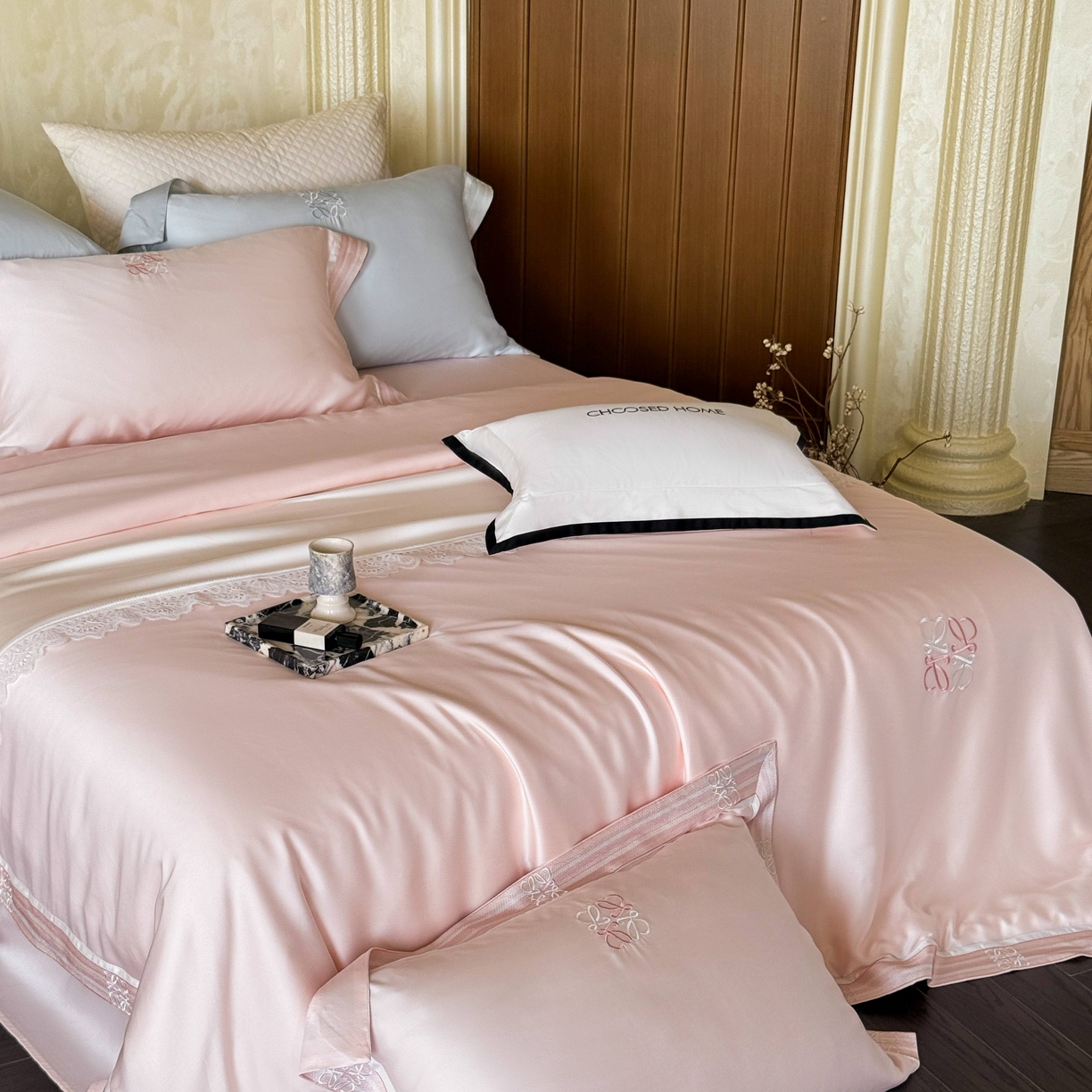 91家纺网 家纺一手货源 找家纺 初拾 2026新款60支奥地利进口兰精天丝四件套—春夏调色师 春夏调色师—泡泡粉