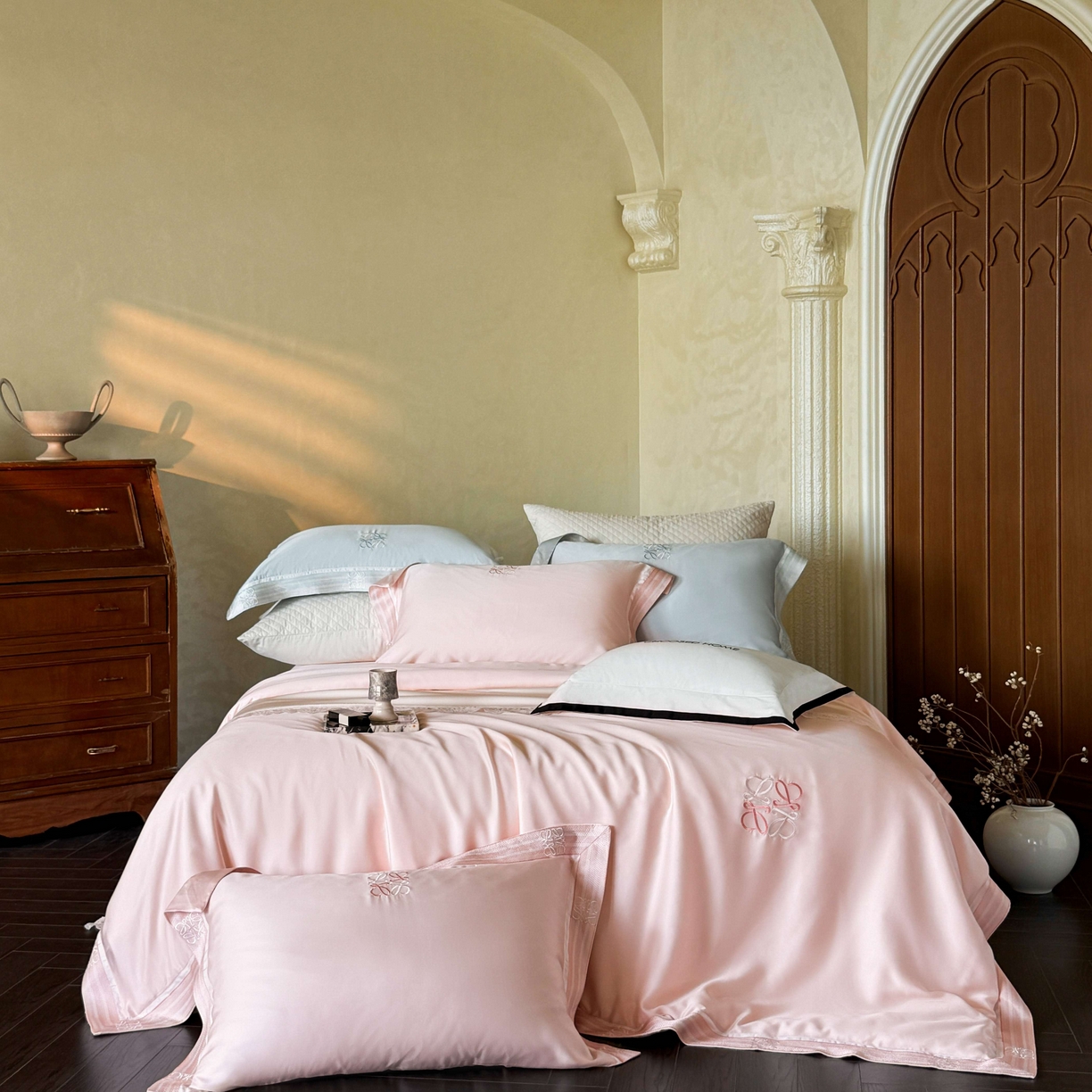 91家纺网 家纺一手货源 找家纺 初拾 2026新款60支奥地利进口兰精天丝四件套—春夏调色师 春夏调色师—泡泡粉