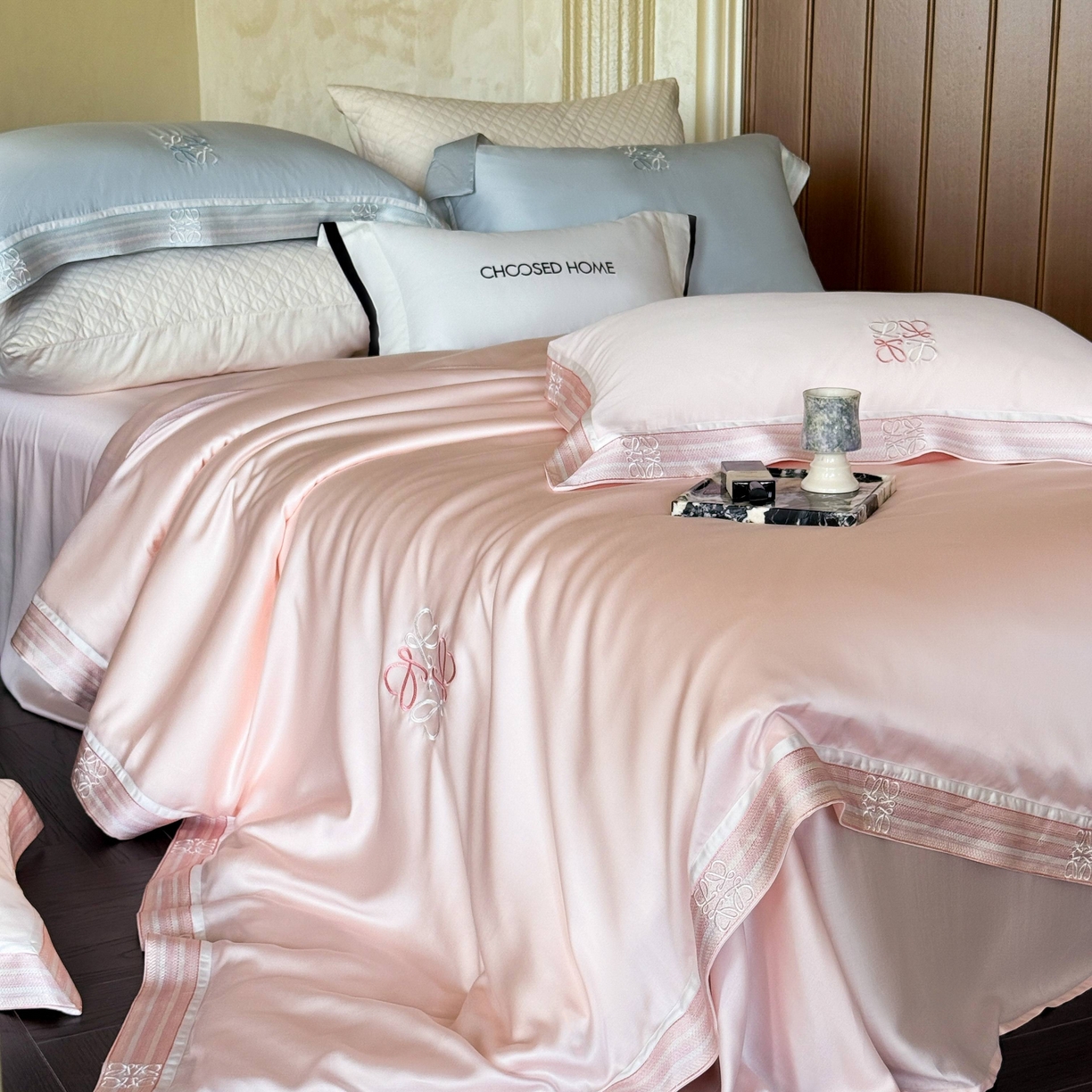 91家纺网 家纺一手货源 找家纺 初拾 2026新款60支奥地利进口兰精天丝四件套—春夏调色师 春夏调色师—泡泡粉