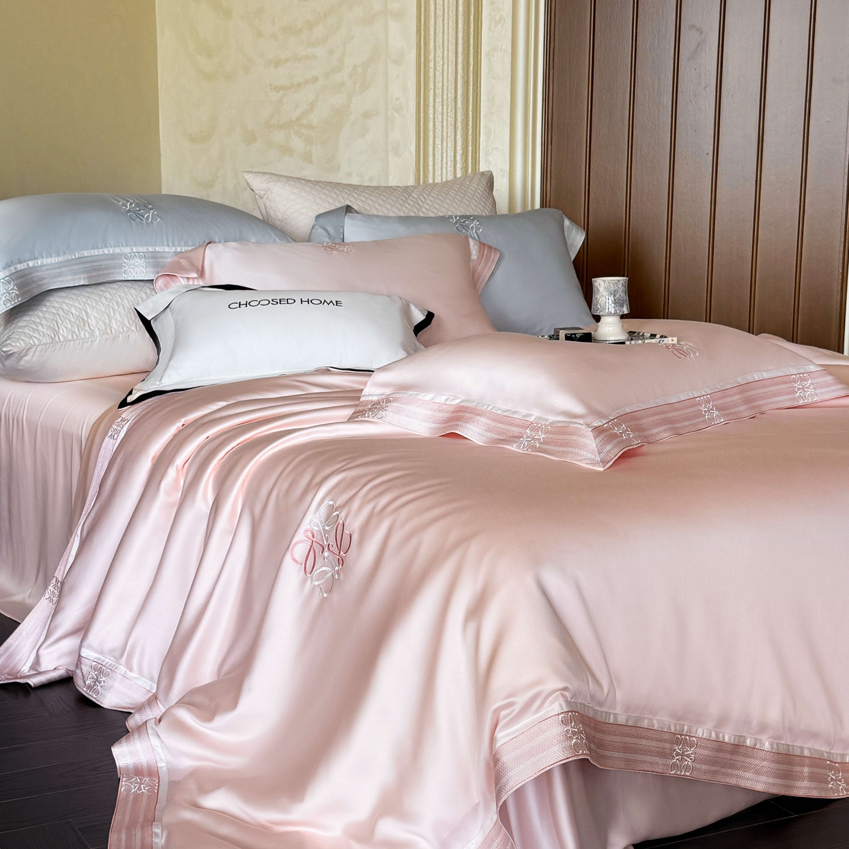 91家纺网 家纺一手货源 找家纺 初拾 2026新款60支奥地利进口兰精天丝四件套—春夏调色师 春夏调色师—泡泡粉