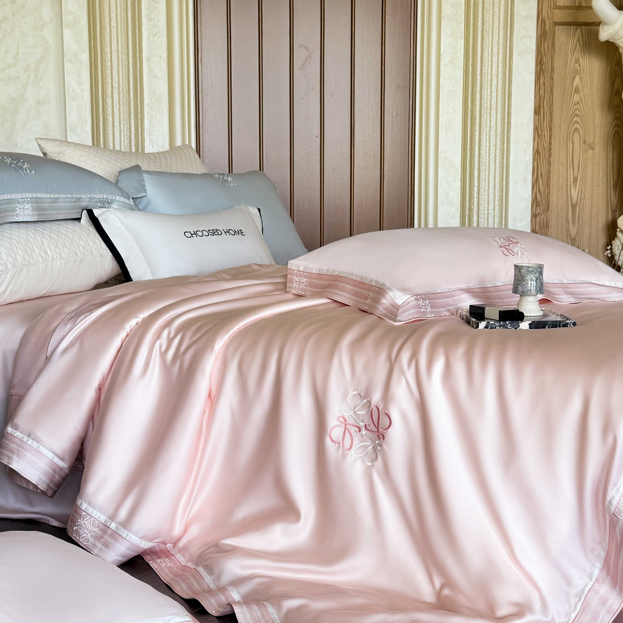 91家纺网 家纺一手货源 找家纺 初拾 2026新款60支奥地利进口兰精天丝四件套—春夏调色师 春夏调色师—泡泡粉